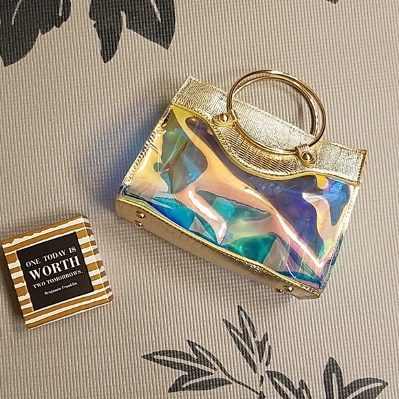 Boutique Handbags - Gold Handle Clear Mini Satchel NWT